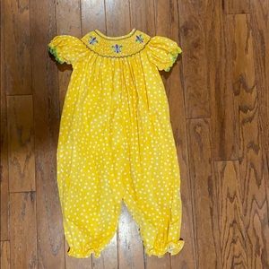 Girls Mardi Gras smocked one piece 24 month